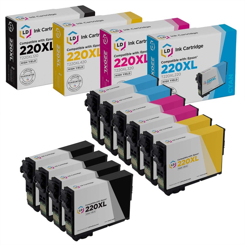 LD Products Remanufactured Replacement for Epson 220XL Ink Cartridges 220 XL (4 T220XL120 Black 2 T220XL220 Cyan 2 T220XL320 Magenta 2 T220XL420 Yellow 10-Pack) for XP320 XP 420 WF-2650 WF2660 WF-2750 - Image 1